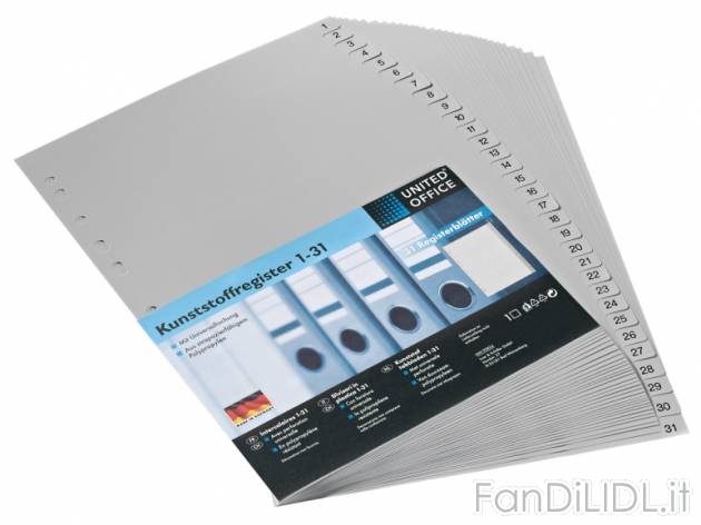Separatori A4 United Office, prezzo 1,49 &#8364; per Alla confezione