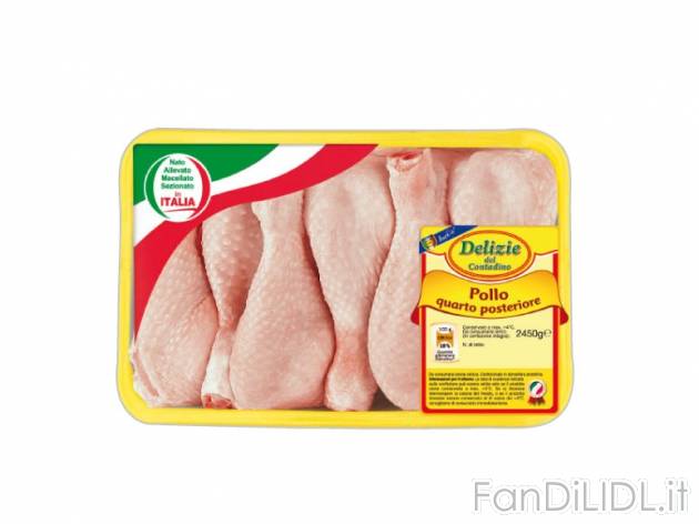 Pollo quarto posteriore , prezzo 4,99 &#8364; per 2.45kg, € 2,04/kg EUR. 
- ...