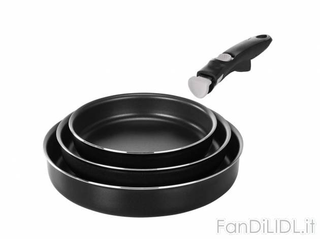 Set pentole o padelle 3 pezzi, con manico removibile Ernesto, prezzo 19.99 &#8364; ...