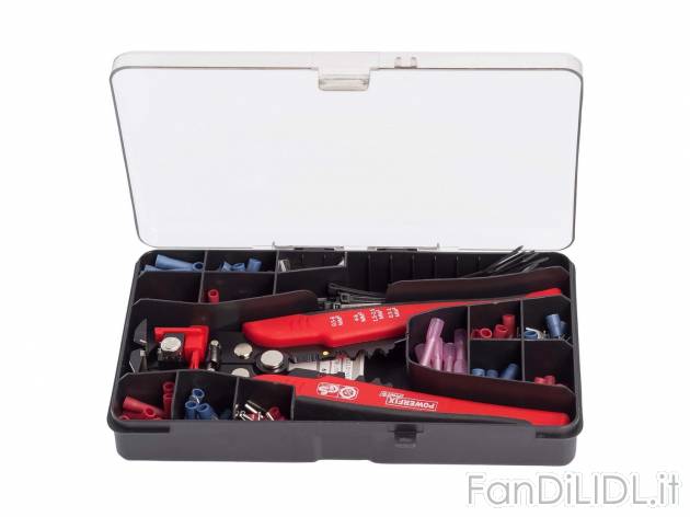 Set pinza crimpatrice, 231 pezzi Powerfix, prezzo 9.99 &#8364; 
- Per staccare, ...