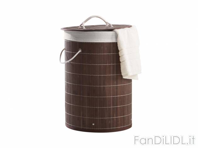 Cesto porta biancheria in bambù Miomare, prezzo 9.99 &#8364; 
- Sacco estraibile ...
