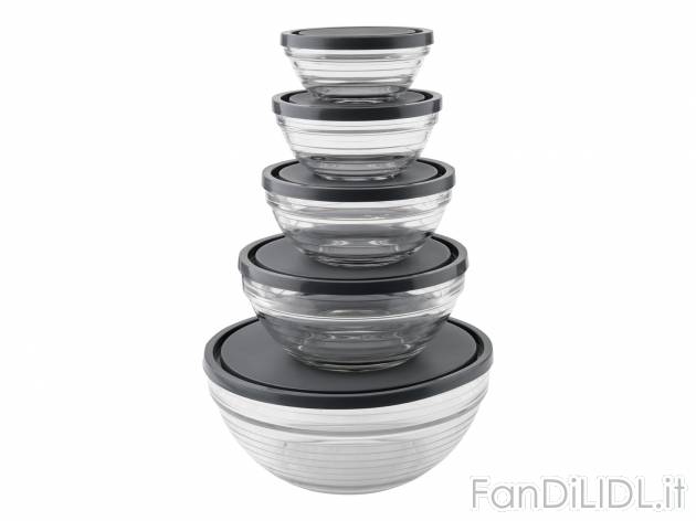 Set contenitori salvafreschezza in vetro, 5 pezzi Ernesto, prezzo 8.99 &#8364;