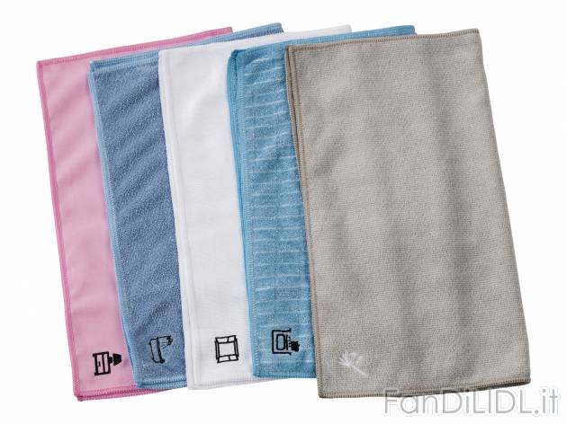Panni in microfibra, 5 pezzi AquaPur, prezzo 3.99 &#8364;  
40 x 35 cm ciascuno