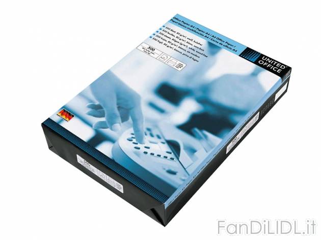 Risma di carta A4, 500 fogli United Office, prezzo 2,99 &#8364; per Alla confezione ...