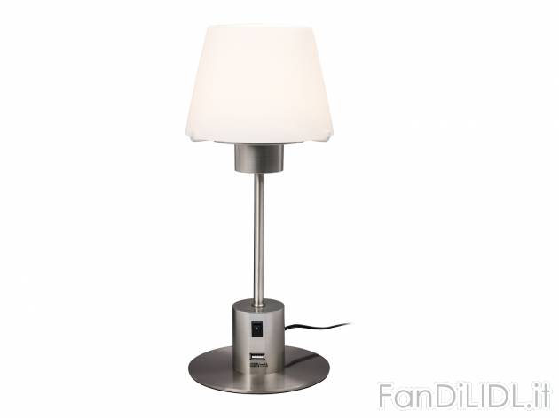 Lampada LED da tavolo con porta USB Livarno Lux, le prix 14.99 &#8364; 
- Paralume ...