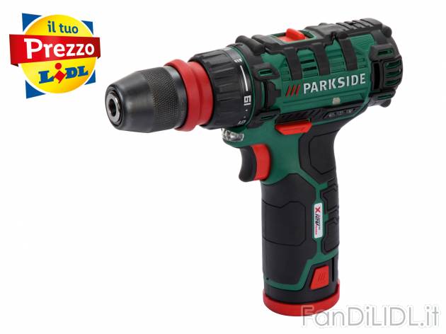 Trapano avvitatore ricaricabile Parkside, le prix 39.99 € 
- Mandrino a serraggio ...