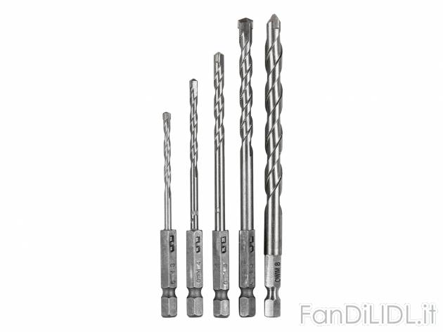 Set punte da trapano Parkside, le prix 2.99 &#8364; 
5 pezzi 
- Per pietra, ...
