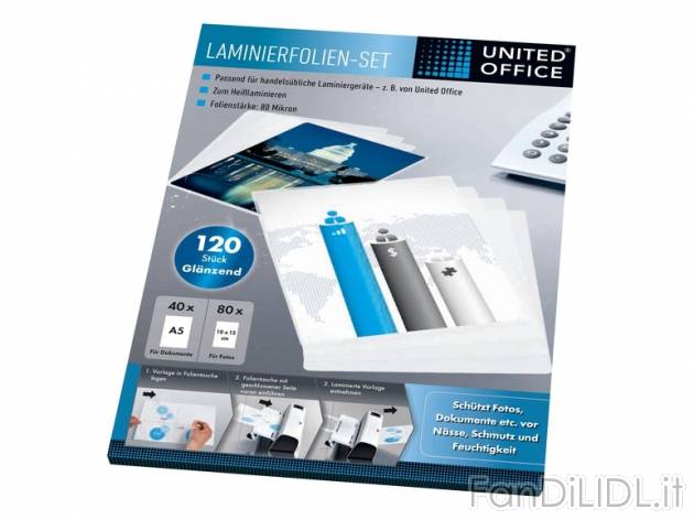 Fogli per plastificatore United Office, prezzo 2,99 &#8364; per Alla confezione ...