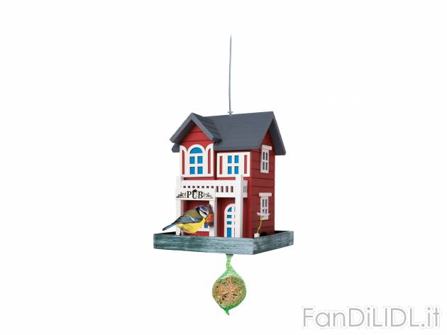 Casetta per uccelli Zoofari, prezzo 7.99 € 
- Filo per appenderla (25 cm) e gancio ...