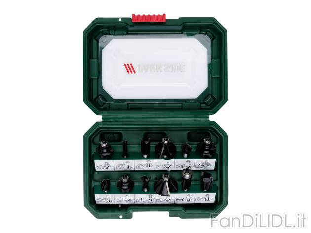 Set bit per fresatrice Parkside, prezzo 9.99 € 
12 pezzi 
- Chiave a brugola ...