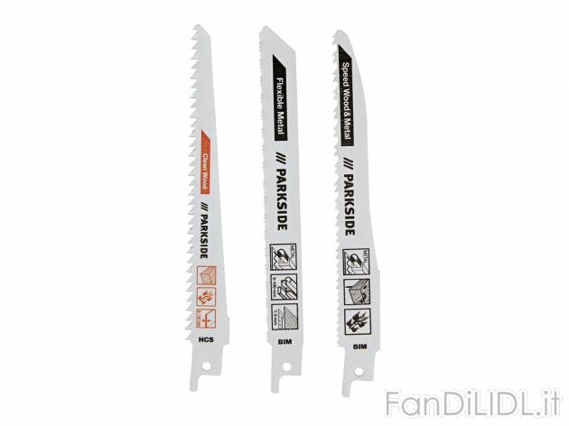 Set di lame per seghetto elettrico Parkside, prezzo 3.99 &#8364; 
3 pezzi
Caratteristiche
 ...