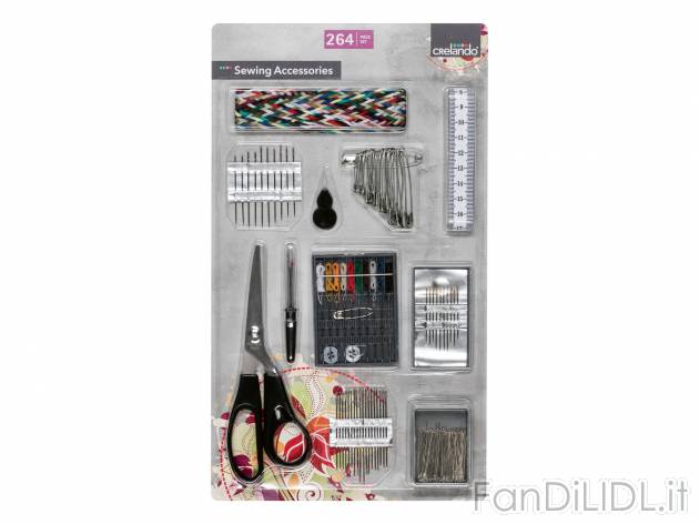 Set accessori per cucito Crelando, prezzo 4.99 € 
8, 36, 96, 264 pezzi
Caratteristiche ...