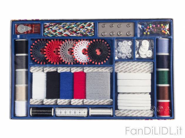 Set da cucito Crelando, prezzo 4.99 €  
50, 64, 96 o 160 pezzi
Caratteristiche