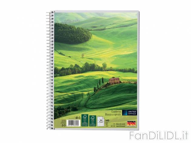 Blocco a spirale A4 United Office, prezzo 1,99 &#8364; per Alla confezione 
- ...