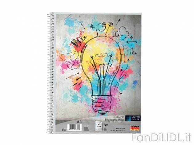 Blocco a spirale A4 United Office, prezzo 1,49 &#8364; per Alla confezione 
- ...