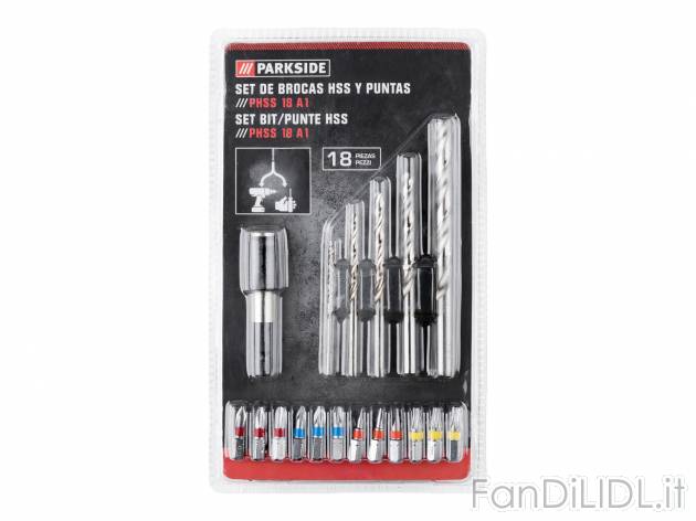 Set bit e bussole Parkside, prezzo 7.99 &#8364; 
18 pezzi 
- Inclusa custodia ...