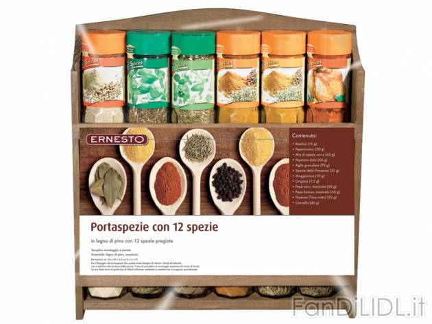Portaspezie con 12 spezie , prezzo 9,99 &#8364; per Alla confezione