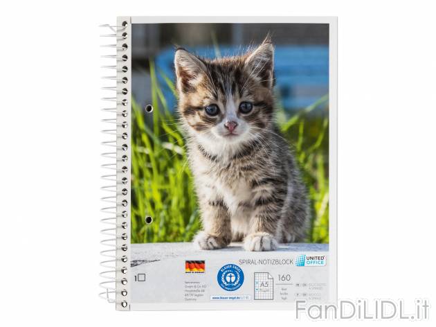 Blocco a spirale A5 United Office, prezzo 1.29 &#8364;  
160 fogli
Caratteristiche