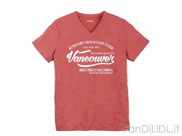 T-shirt da uomo Livergy, prezzo 4,99 &#8364; per Alla confezione 
-      Misure: M-XXL