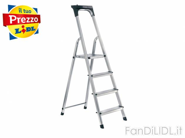 Scala in alluminio a 4 gradini Parkside, prezzo 29.99 € 
- Con pratico vano contenitore
- ...
