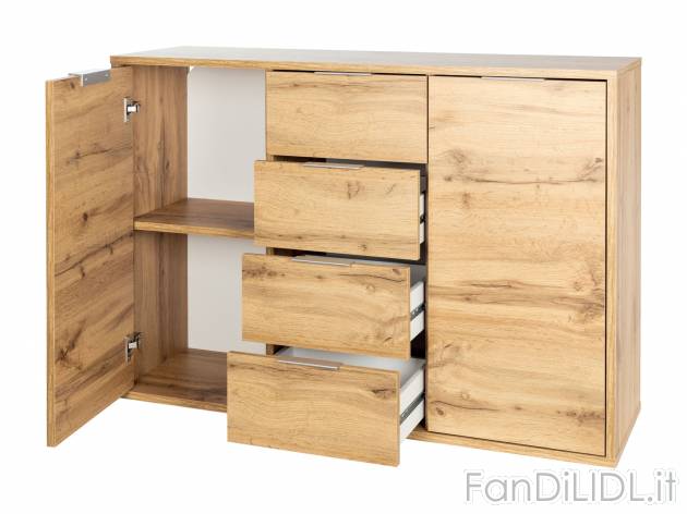Mobile con 2 ante e 4 cassetti Livarno Living, prezzo 79.00 € 
Color rovere 
- ...