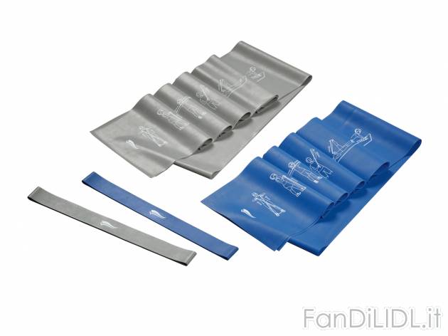 Set fasce elastiche Crivit, prezzo 6.99 € 
4 pezzi 
- 2 fasce elastiche e 2 ...