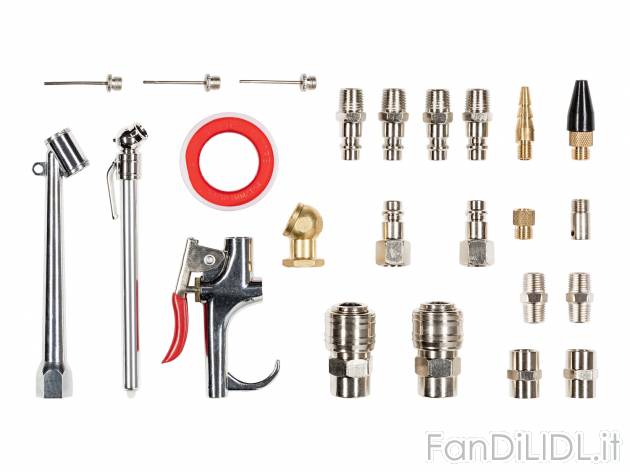 Set accessori per compressore Parkside, prezzo 12.99 € 
25 pezzi 
- Pressione ...