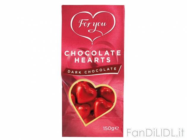 Cuori di cioccolato , prezzo 1,99 &#8364; per 150-g-confezione, 13,27/kg EUR. ...