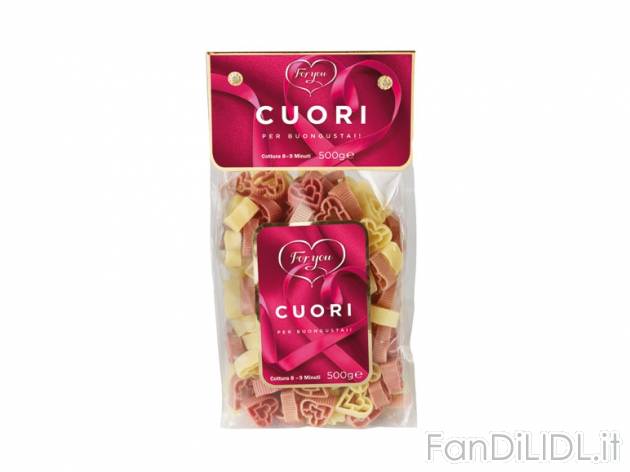 Pasta a forma di cuore , prezzo 1,29 &#8364; per 500-g-confezione, € 2,58/kg ...
