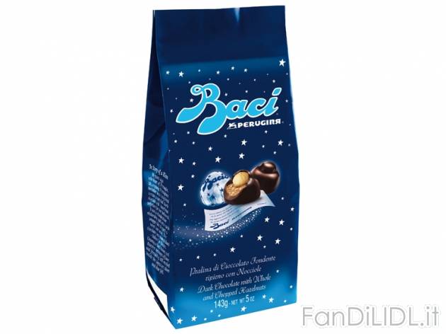 Baci , prezzo 2,79 &#8364; per 143-g-confezione, € 19,51/kg EUR. 
- Praline ...
