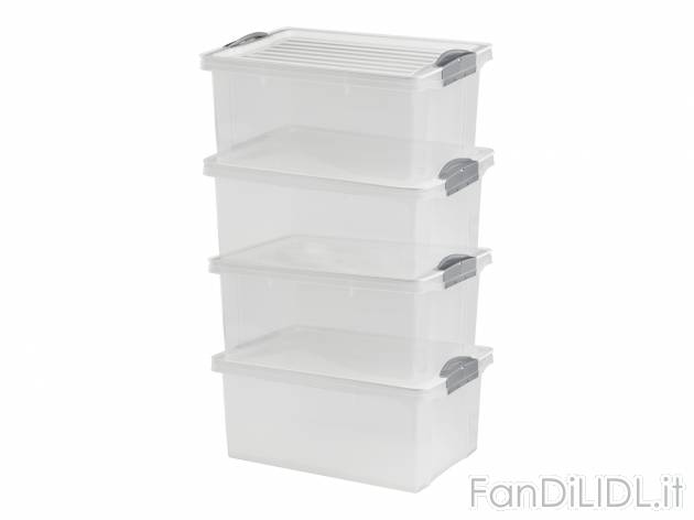Box portaoggetti Cassetti, prezzo 8.99 &#8364; 
13L, 2 pezzi o 4,5L 4 pezzi
Caratteristiche

- ...
