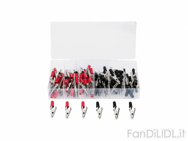 Set per cavi Powerfix, prezzo 3.99 € 
- Morsetti a coccodrillo
- Set fascette ...