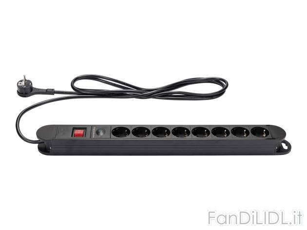 Presa multipla Powerfix, prezzo 9.99 € 
8 prese 
- Con interruttore on/off luminoso
- ...