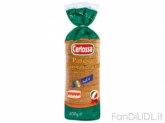 Pane bauletto 5 cereali , prezzo 0,65 &#8364; per 400 g, € 1,63/kg EUR. 
- ...