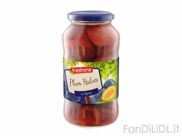 Mezze prugne allo sciroppo , prezzo 1.29 €