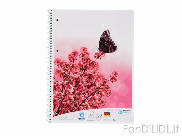 Blocco a spirale A4 , prezzo 1.49 &#8364; per Alla confezione 
- 70 g/m&#178;
- ...