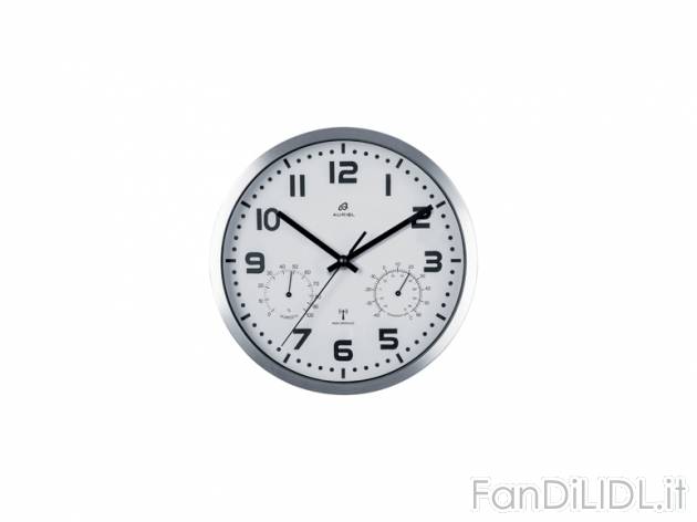Orologio da parete radiocontrollato con termometro ed igrometro , prezzo 9,99 &#8364; ...