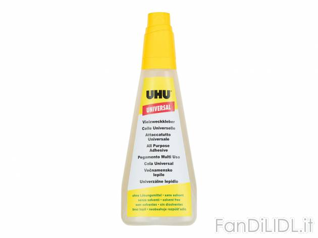 Colla Uhu, prezzo 1.99 &#8364;  

Caratteristiche
