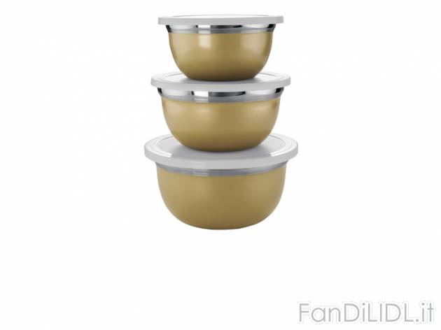 Set ciotole in acciaio Ernesto, prezzo 6,99 &#8364; per Al set 
- Con coperchio ...