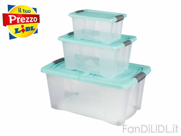 Set box multiuso Cassetti, prezzo 9.99 € 
3 pezzi 
- 38 L - 60 x 40 x 27 cm
- ...