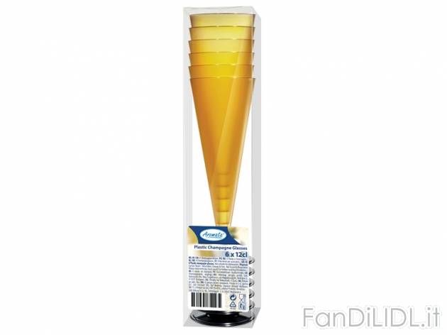 6 bicchieri per spumante , prezzo 2,49 &#8364; per Alla confezione 
- Per un ...