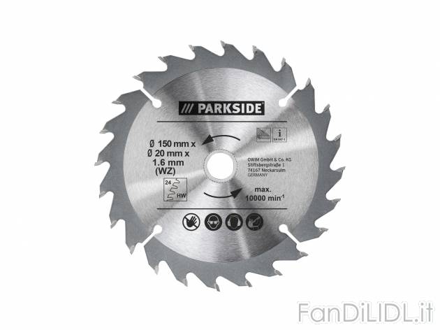 Lama per sega circolare Parkside, prezzo 3.99 € 
150 mm 
- 18 o 24 denti
- ...