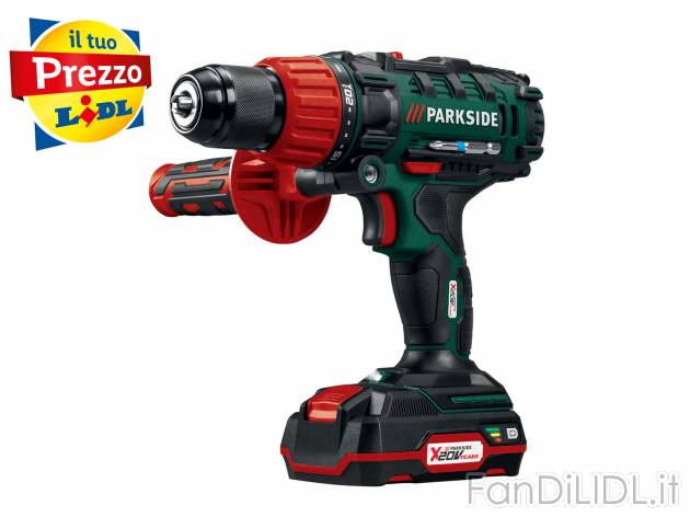 Trapano a percussione ricaricabile Parkside, X20VTeam, prezzo 49.00 € 
- Bloccaggio ...