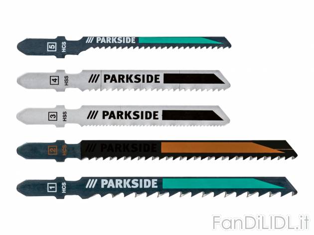 Lame per seghetto a pendolo Parkside, prezzo 3.99 € 
5 pezzi 
- Universali, ...