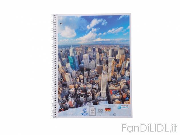 Blocco a spirale A4 United Office, prezzo 0,99 &#8364; per Alla confezione 
- ...