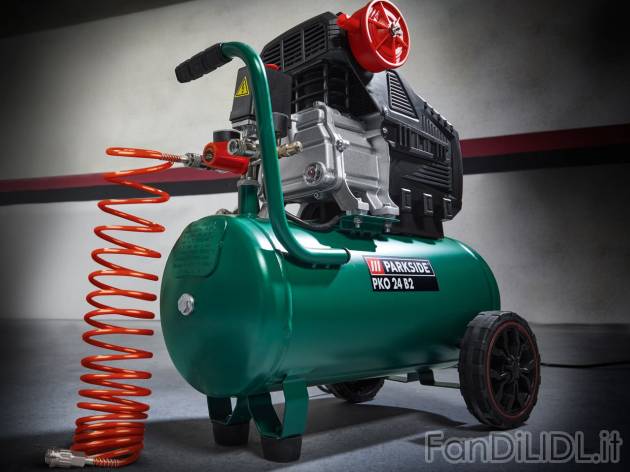 Compressore Parkside, prezzo 129 EUR 
Compressore 24 L 
- Tubo per aria compressa ...