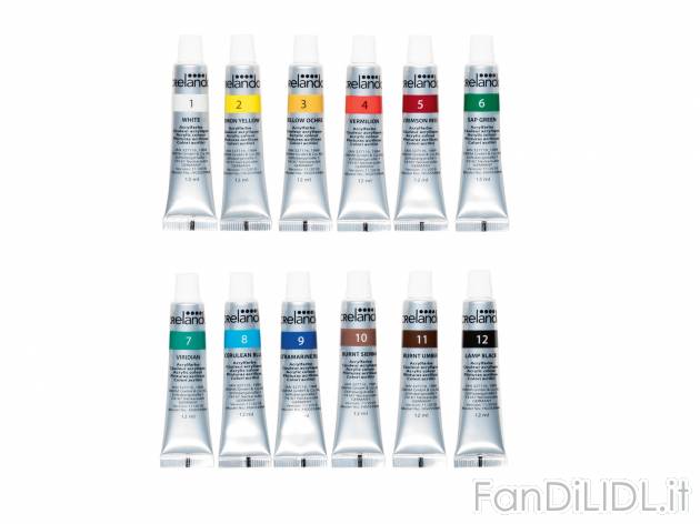 Set colori o gessetti Crelando, prezzo 2.99 € 
12 o 25 pezzi 
- Colori acrilici ...