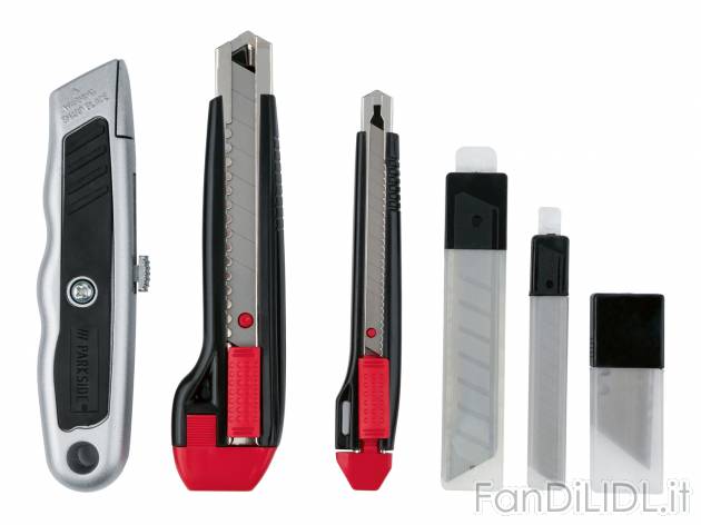 Set taglierini Parkside, prezzo 4.99 € 
33 pezzi 
- Taglierino grande, piccolo ...