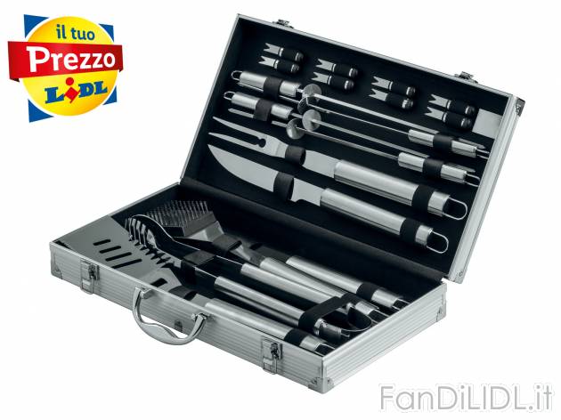 Set utensili per grill in valigetta , prezzo 19.99 € 
18 pezzi 
In dotazione
- ...