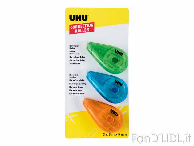 Correttore a nastro o a penna Uhu, prezzo 2.99 €  
3 pezzi
Caratteristiche